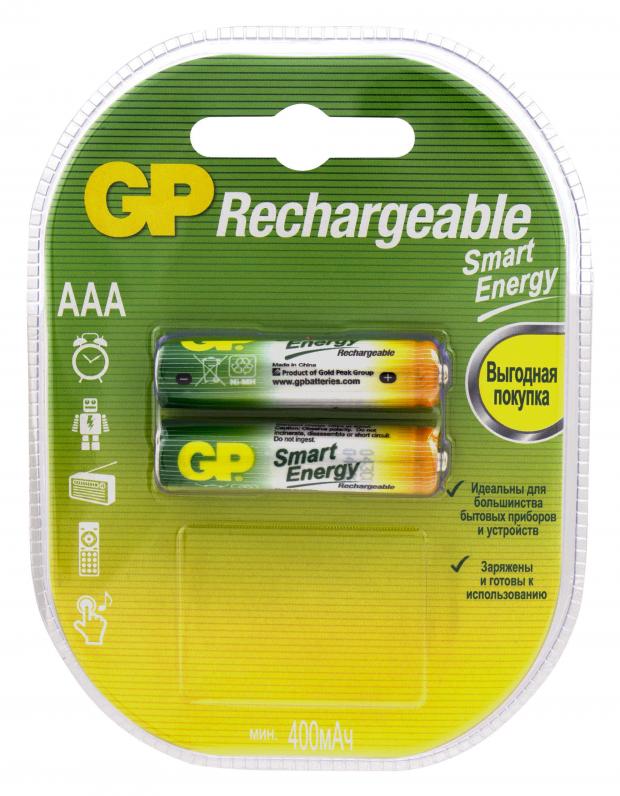 

Батарейка аккумуляторная GP Rechargeable Smart Energy типоразмер AAA, 2 шт