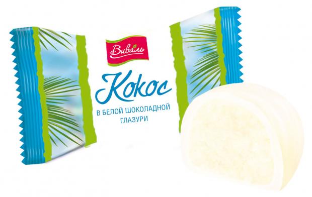 

Конфеты глазированные Виваль кокосовые в белой глазури, вес