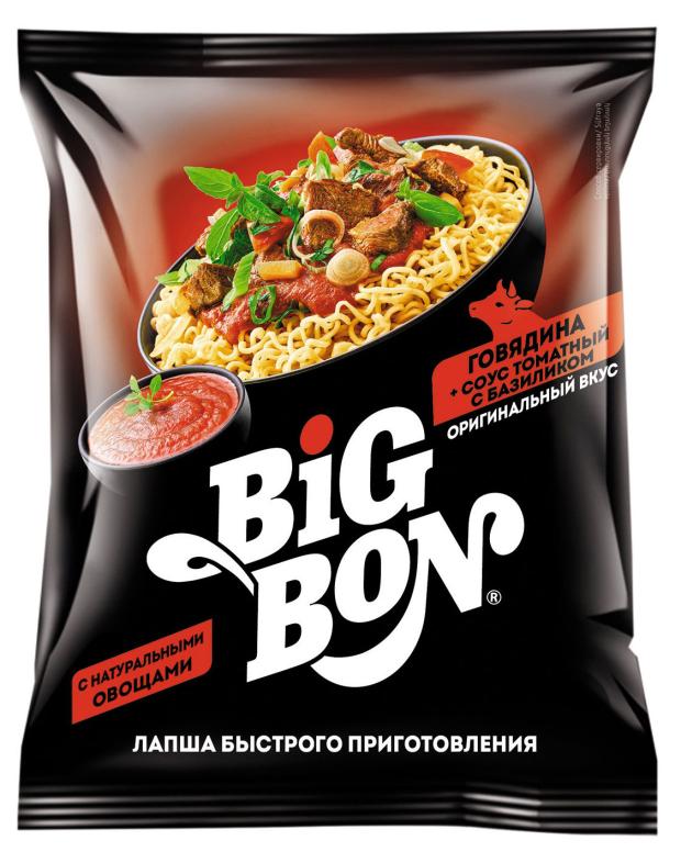 Лапша быстрого приготовления BIGBON Говядина соус Томатный с базиликом 75 г 34₽