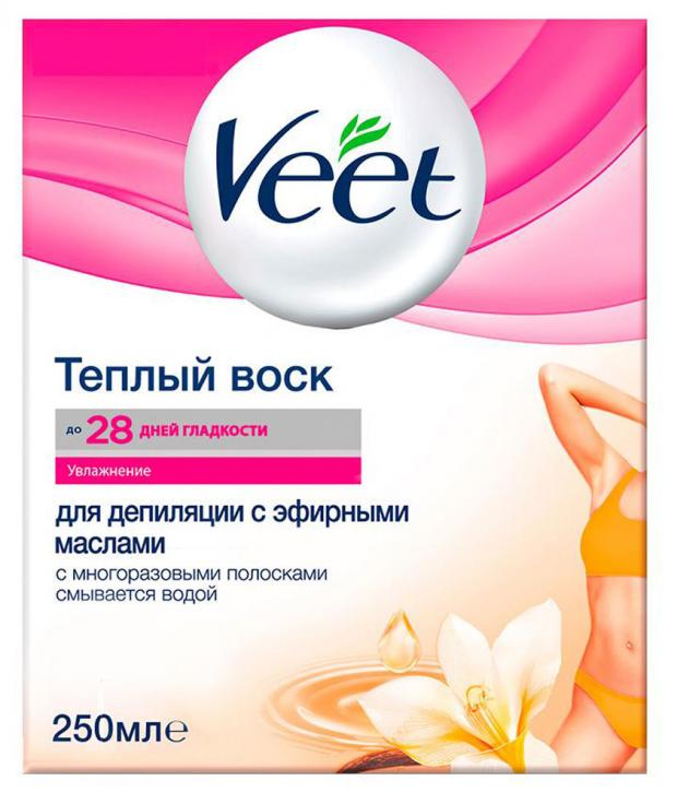 Воск для депиляции Veet теплый с эфирными маслами, 250 мл