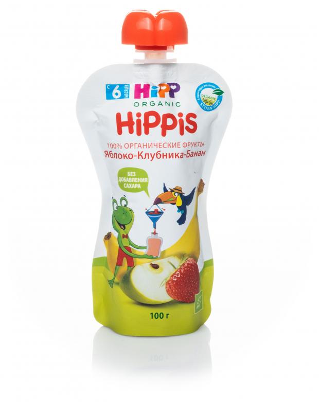

Пюре HiPP HiPPis яблоко-клубника-банан с 6 мес., 100 г