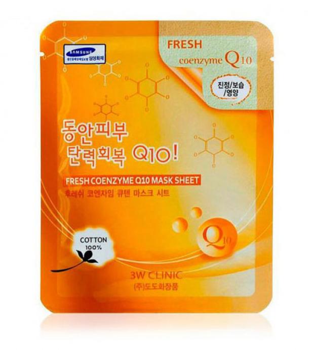 Маска для лица 3W Clinic Fresh Coenzyme Q10 Mask Sheet с коэнзимом тканевая, 23 мл