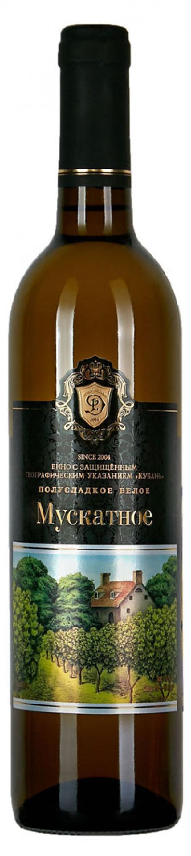 Вино Долина Кубань Мускатное белое полусладкое Россия, 0,7 л