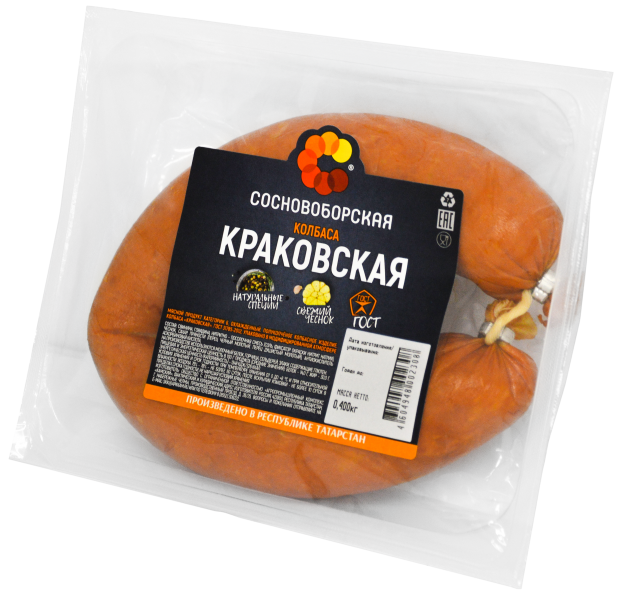 Колбаса полукопченая Краковская Сосновоборская, 400 г