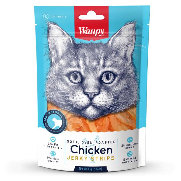 Лакомство для кошек Wanpy Cat мягкая вяленая соломка из курицы, 80 г