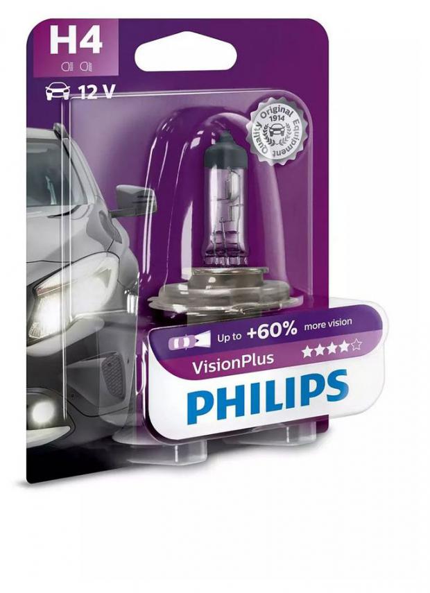 

Лампа галогенная PHILIPS H4 12V-60W P43t