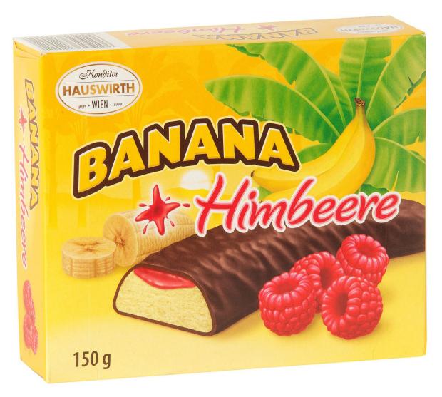 Конфеты Schoco-Bananen банановое суфле в темном шоколаде с малиновым джемом, 150 г