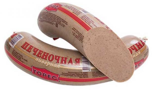 Колбаса ливерная Торес печеночная (0,9-1,1 кг), 1 упаковка ~ 1 кг