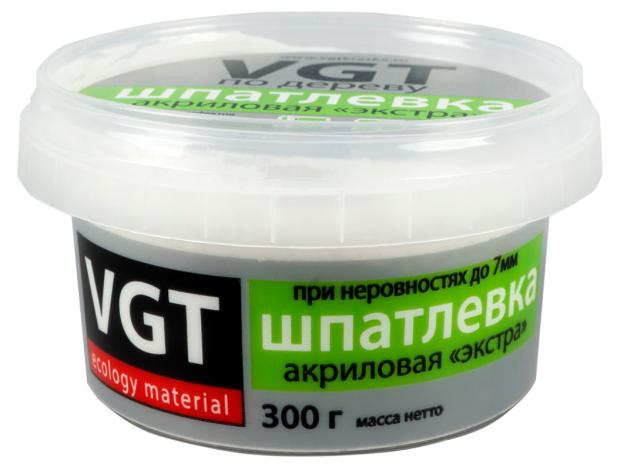 Шпатлевка акриловая VGT экстра по дереву белая, 300 г шпатлевка по дереву vgt экстра акриловая 0 3 кг белая