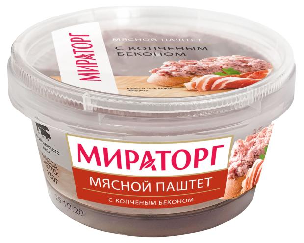 Паштет Мираторг с копченым беконом, 130 г тунец fortuna кусочками с ароматом копчения 185 г