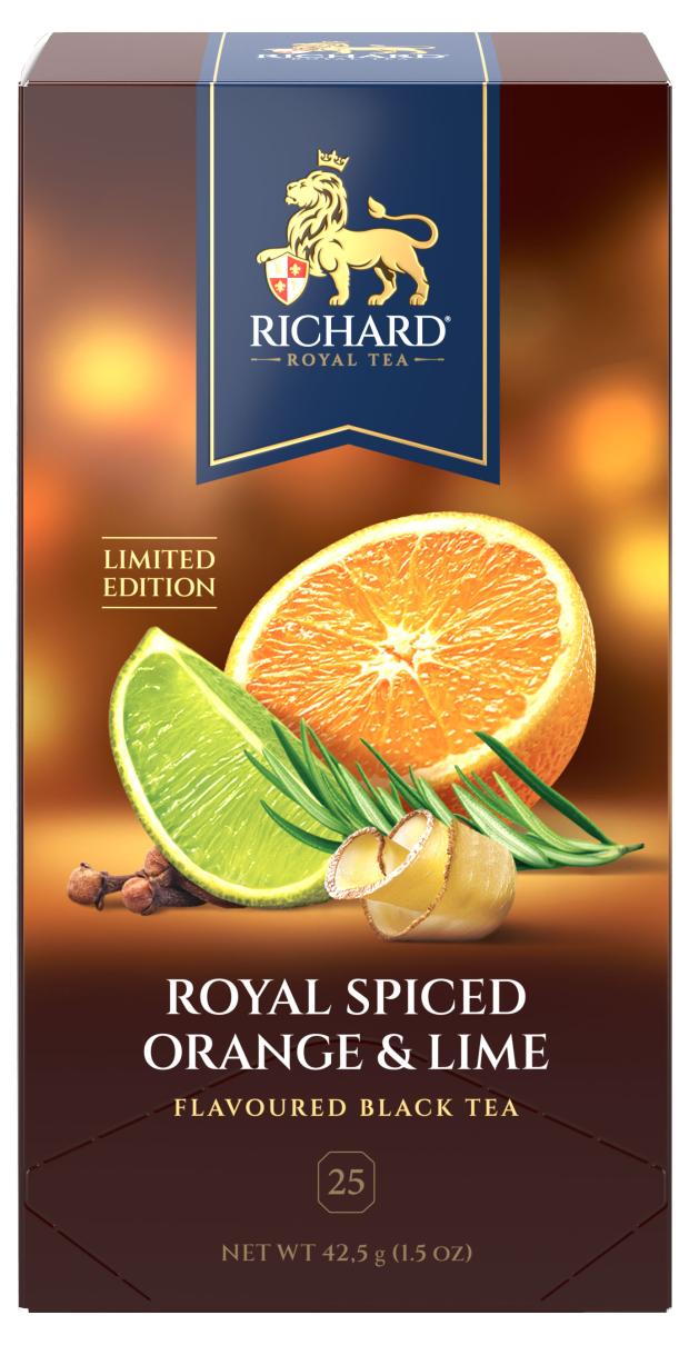 

Чай черный RICHARD Royal spiced Orange & Lime в пакетиках, 25 х 1,7 г