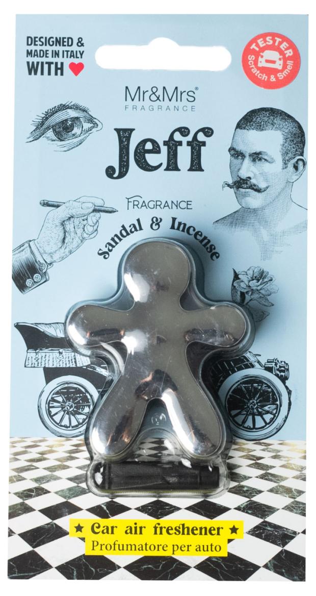 Ароматизатор для автомобиля Mr & Mrs Fragrances Jeff Сандал и Ладан серебро хром, 5,5 см