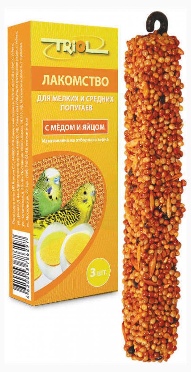 

Лакомство для попугаев Triol с медом и яйцом для мелких и средних видов, 80 г