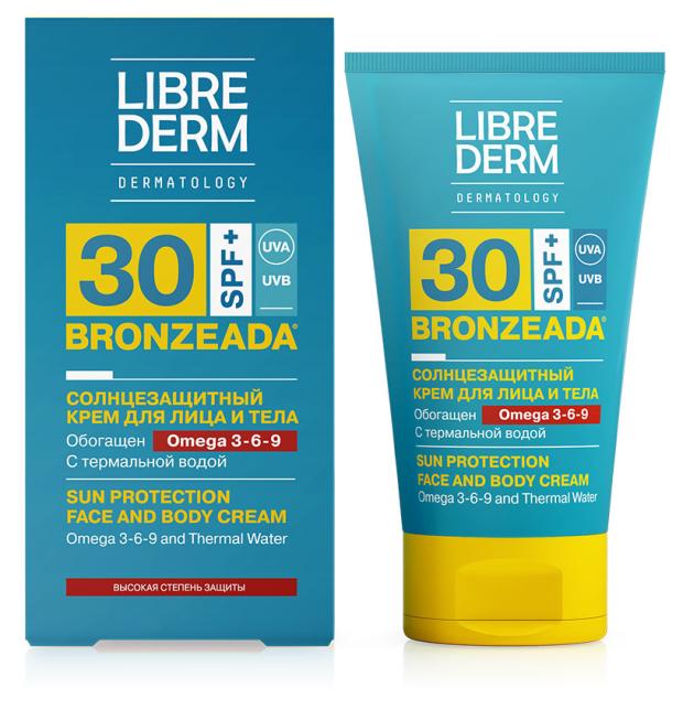 Крем солнцезащитный Librederm Bronzeada SPF30 с Омега 3-6-9 и термальной водой, 150 мл