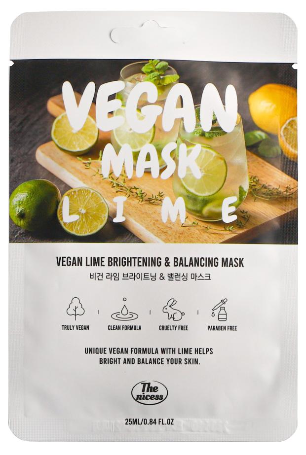 Маска для лица The nicess Vegan с лаймом тканевая, 25 мл