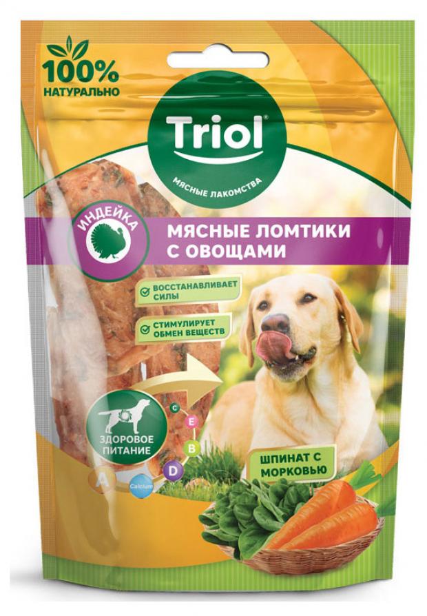 

Лакомство для собак Triol мясные ломтики индейка со шпинатом и морковью, 70 г