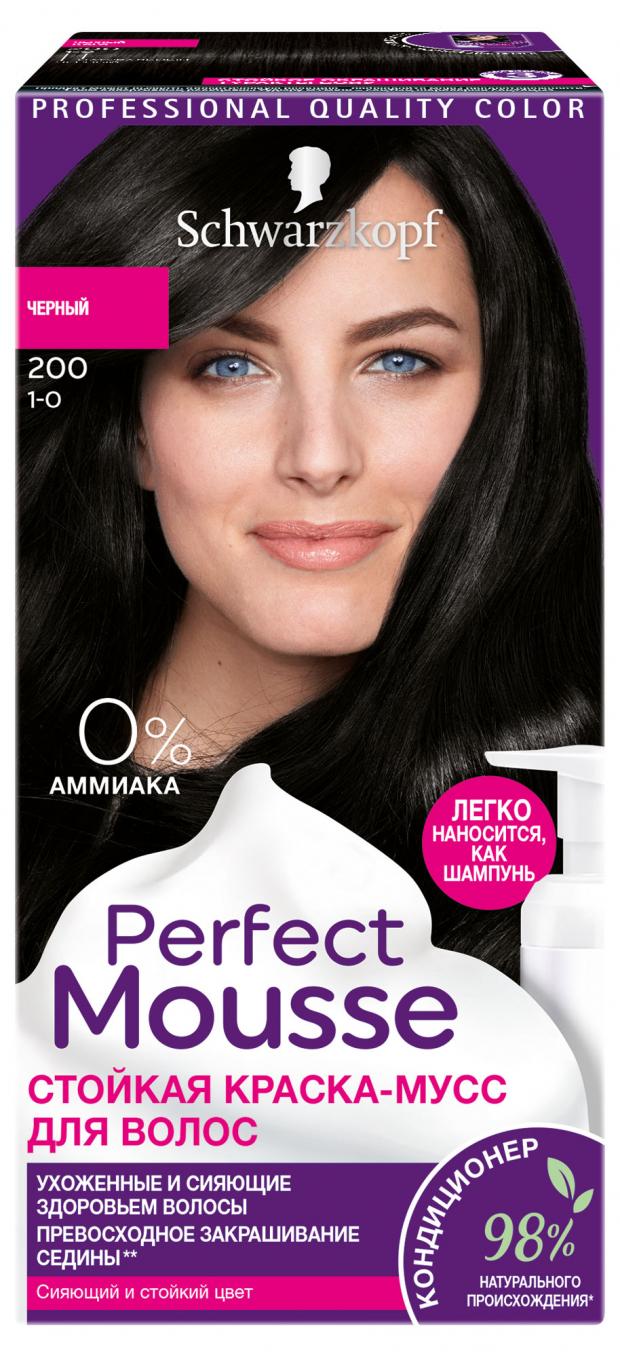 Краска-мусс для волос Perfect Mousse Черный тон 200