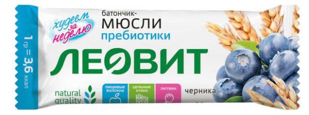 Батончик злаковый ЛЕОВИТ мюсли черника и лютеин 30 г 36₽