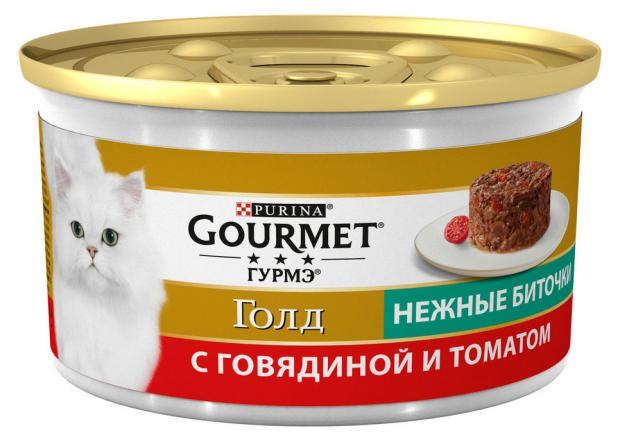 

Влажный корм для кошек Gourmet Gold биточки с говядиной томатами, 85 г