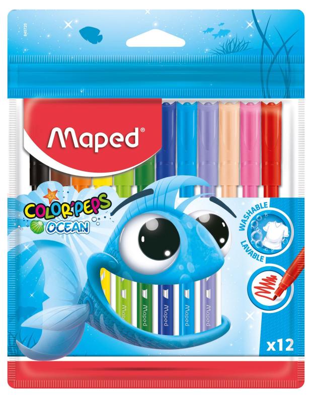 Фломастеры Maped Color'peps, 12 цветов фломастеры ocean 18 цветов maped