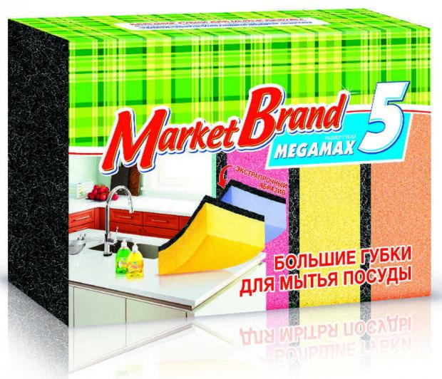 Губка для посуды Market Brand Megamax, 5 шт