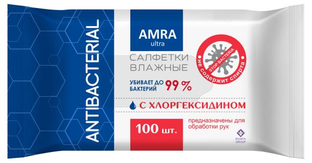 

Влажные салфетки AMRA антибактериальные, 100 шт