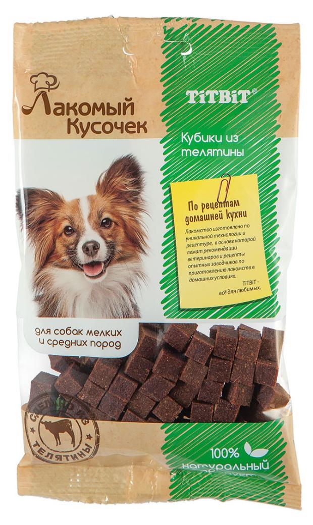 

Лакомство для собак TiTBiT Лакомый кусочек Кубики из телятины, 80 г
