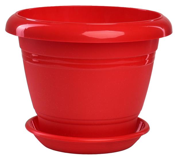 

Горшок Вещицы пластиковый Фестона красный с поддоном, D19