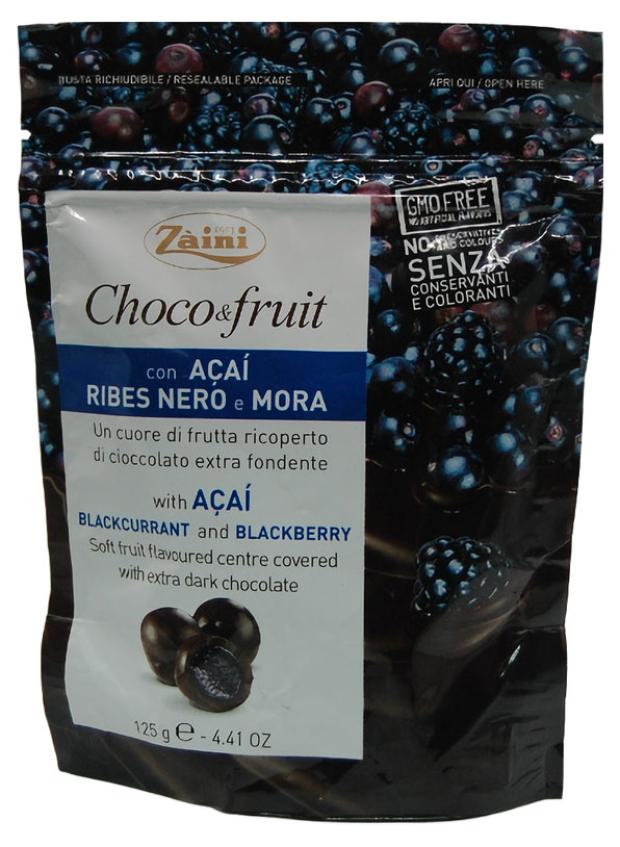 Фрукты в шоколаде Zaini Choco&Fruit Асаи, черная смородина, ежевика, 125 г