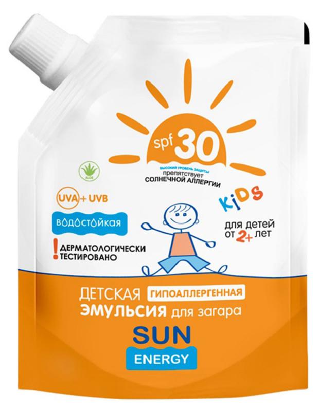 

Эмульсия для загара детская Sun Energy Kids гипоаллергенная Spf 30+, 200 мл