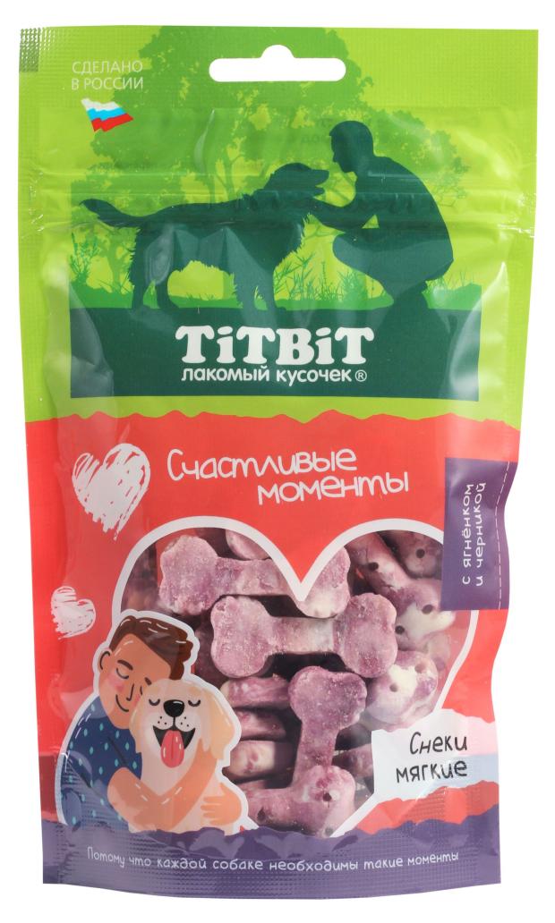 

Лакомство для собак TITBIT Снеки мягкие с ягненком и черникой, 100 г