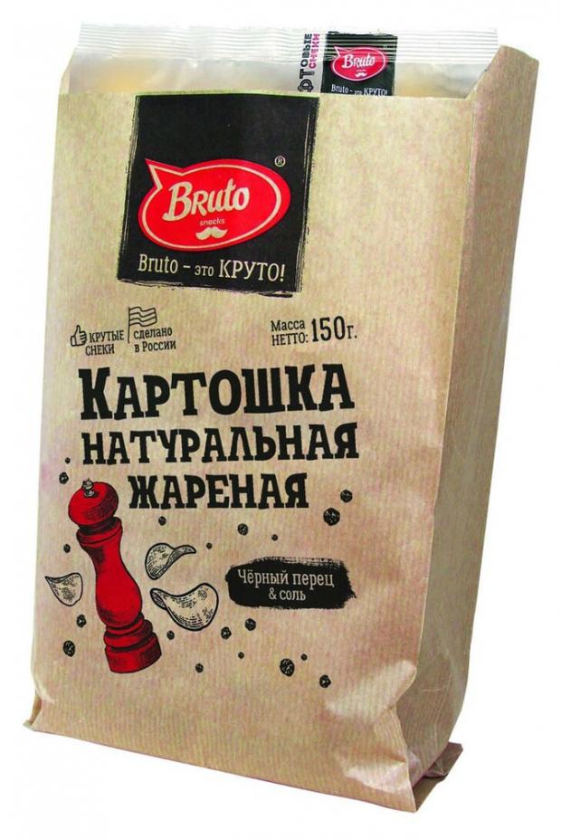 

Чипсы Bruto Картошка натуральная жареная черный перец и морская соль, 150 г