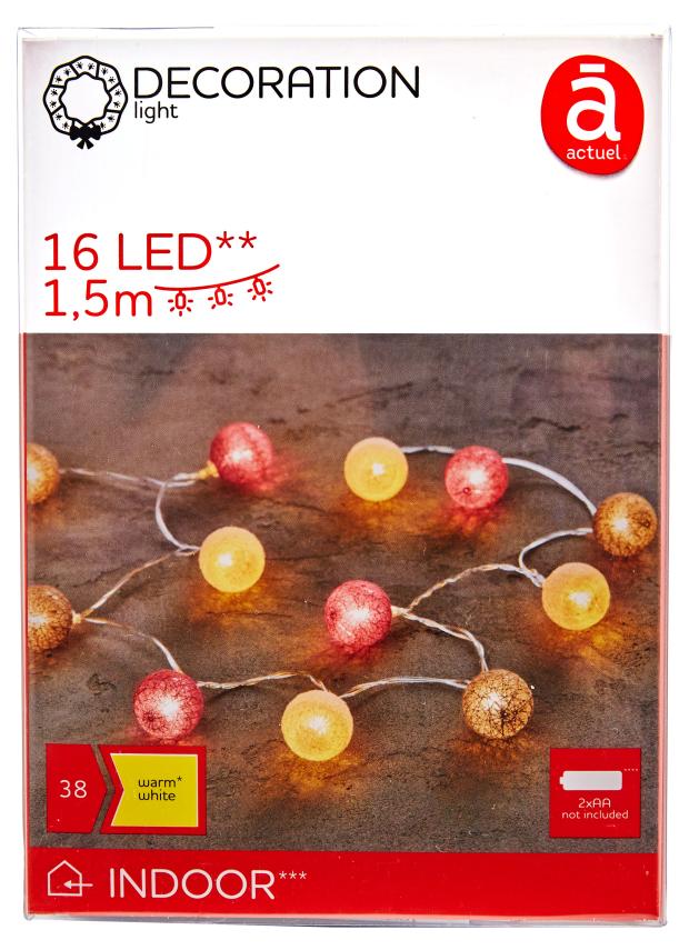

Электрогирлянда Actuel на батарейках 16 LED, 1,8 м