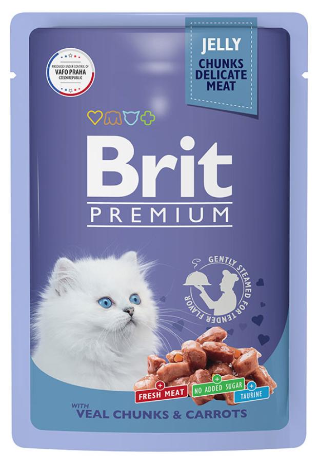 Корм для кошек Brit Premium говядина в желе, 85 г