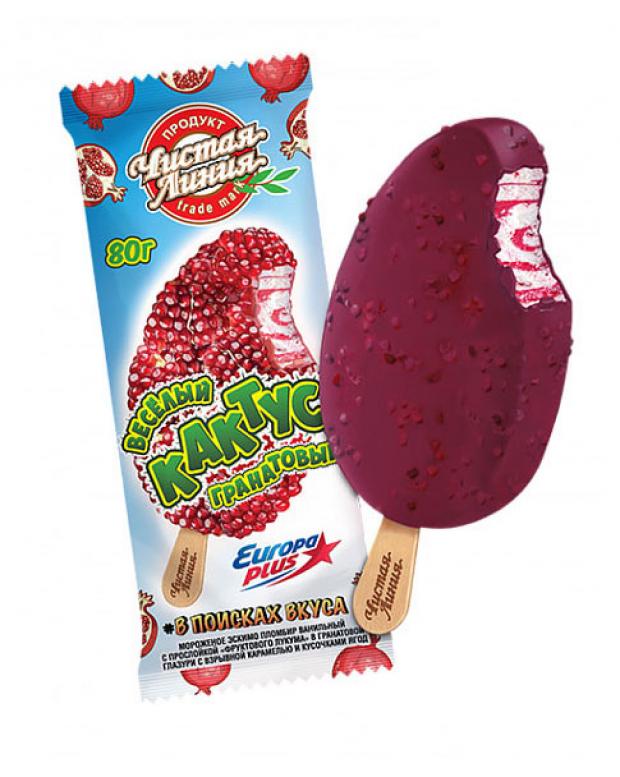 

Мороженое эскимо Чистая Линия Гранатовый кактус с взрывной карамелью в глазури, 80 г