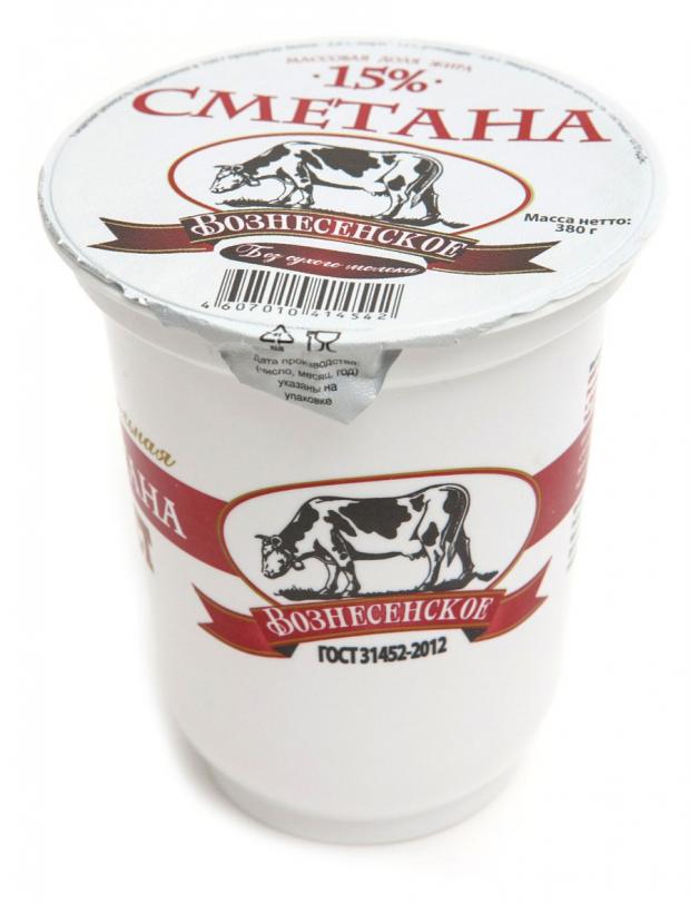 Сметана Вознесенское 15%, 380 г