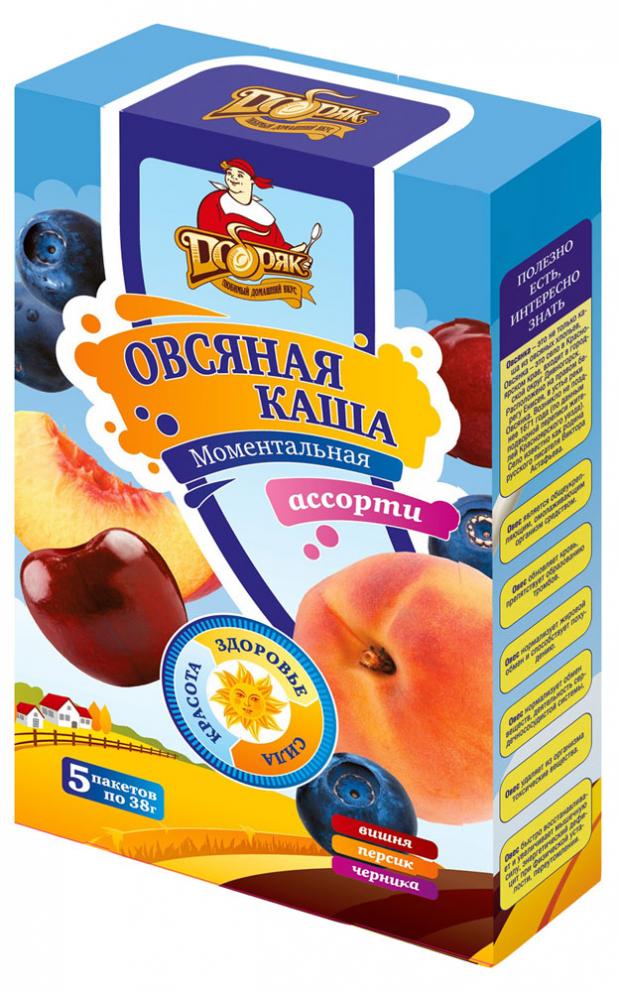 Каша овсяная Добряк Ассорти вишня персик черника, 190 г