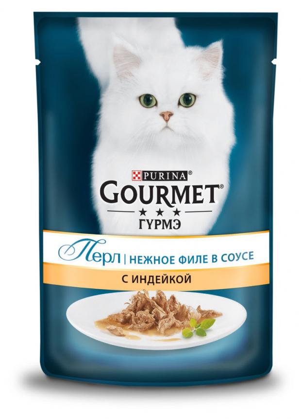

Корм для кошек Gourmet Perle Нежное филе с индейкой в соусе 85 г