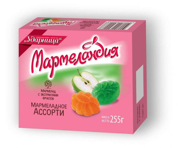 Мармелад Ударница мармеладное ассорти, 225 г мармелад желейный sweeterella мармеладное сердце с ароматом вишни 220 г