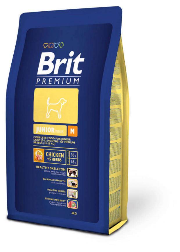 

Сухой корм для щенков и молодых собак Brit Premium Junior M курица, 3 кг