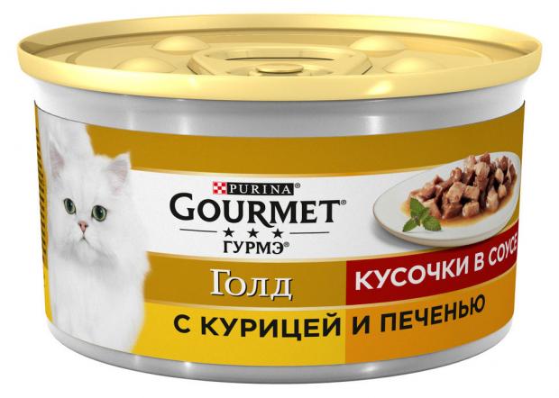 

Консервированный корм для кошек Gourmet Gold с курицей и печенью в соусе, 85 г