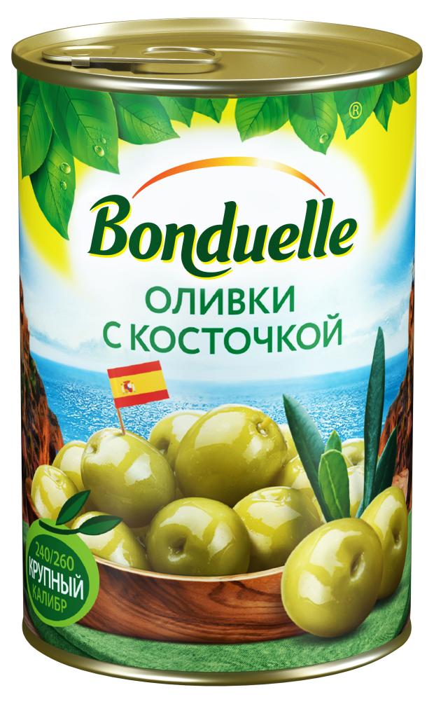 Оливки зеленые BONDUELLE с косточкой, 300 г оливки мансанилья bonduelle с лимоном 300 г