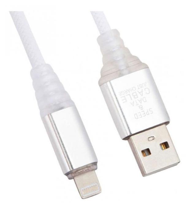 

USB кабель Liberty Project для Apple 8 pin Змея LED TPE белый