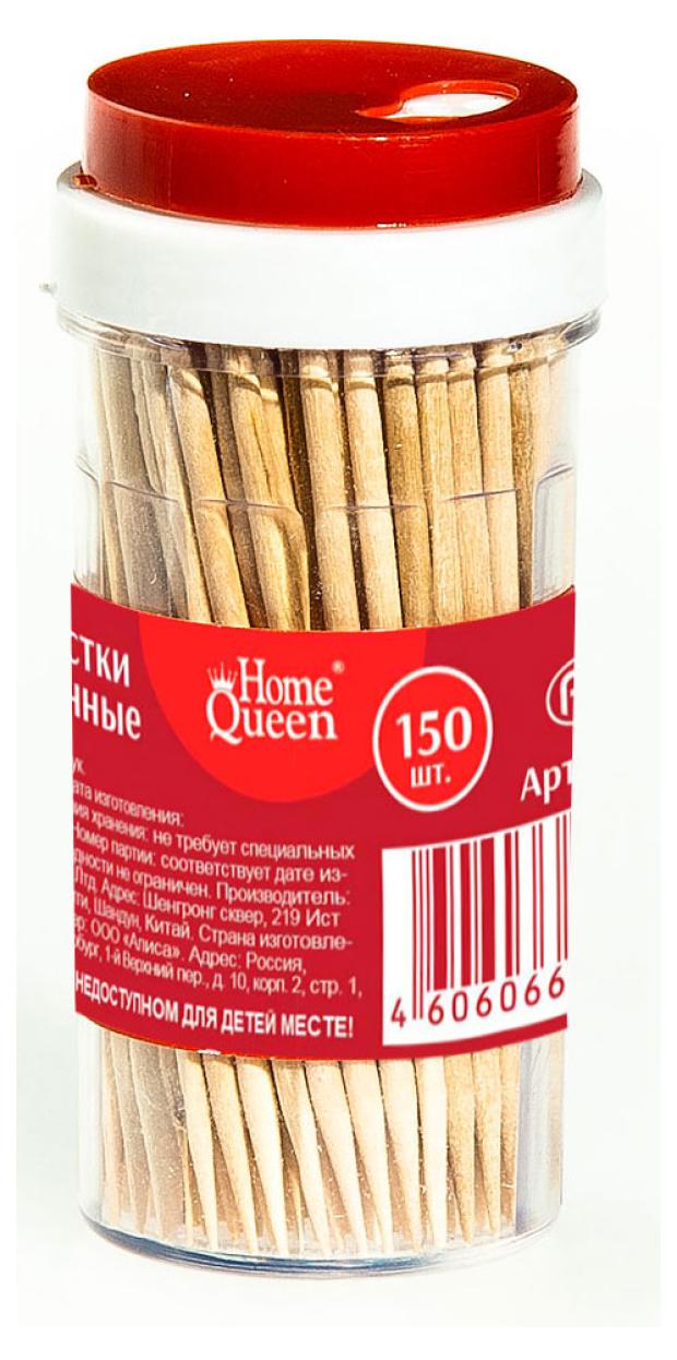 

Зубочистки в баночке Home Queen деревянные, 150 шт