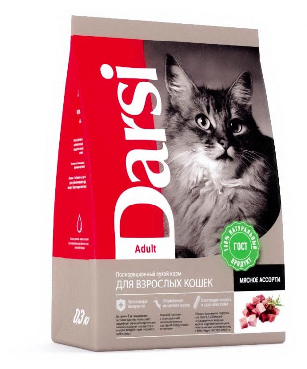 Сухой Сухой корм для кошек Darsi Мясное ассорти Adult, 300 г