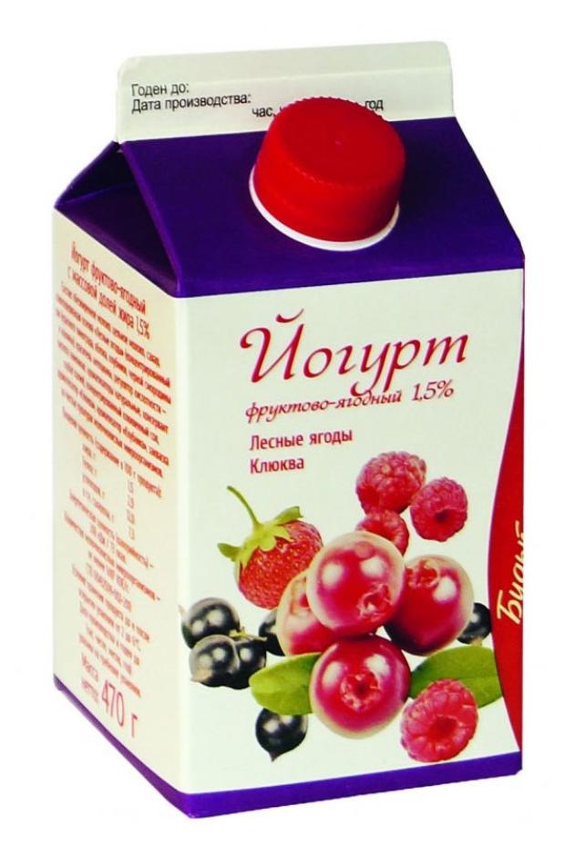 

Йогурт питьевой Из Вологды лесные ягоды 1,5% БЗМЖ, 470 г
