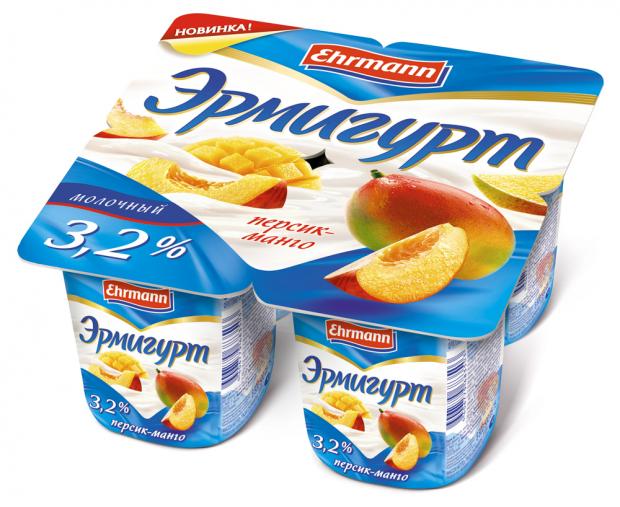 

Йогурт молочный «Эрмигурт» персик манго 3,2 %, 100 г