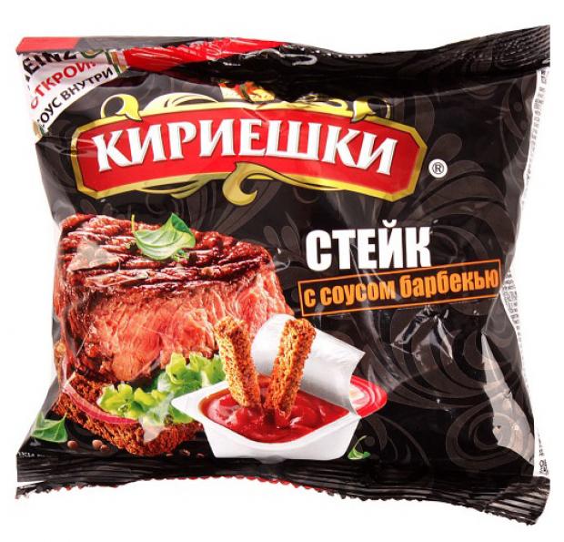 

Сухарики ржаные Кириешки со вкусом стейка и соусом барбекю, 60 г