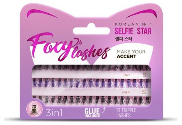 Накладные пучки Selfie Star Foxy Lashes черные-фиолетовые длина короткая очень короткая, 57 шт