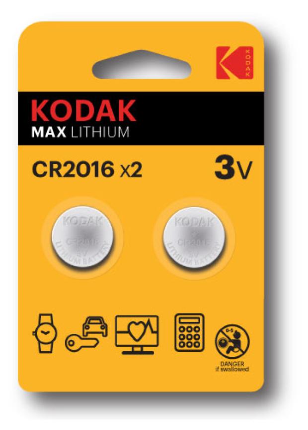 Батарейки Kodak CR2016-2BL MAX Lithium, 2 шт батарейки kodak cr2016 2bl max lithium 2 шт